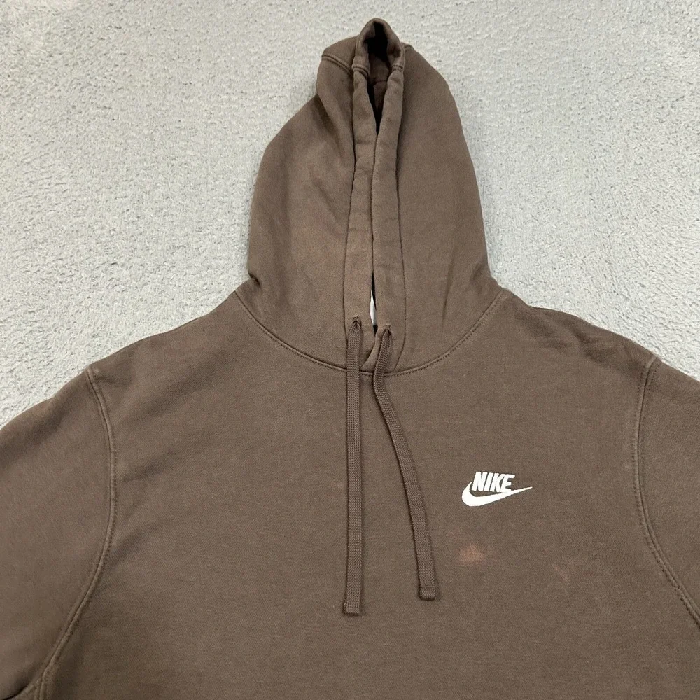 Nike Hoodie Mens Small Brown Sportswear‎ Club Fleece Pullover Sweatshirt BV2654